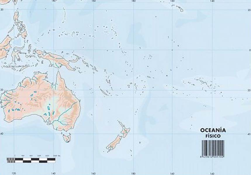 Mapa Mudo Selvi Din A4 Oceania Fisico 6089